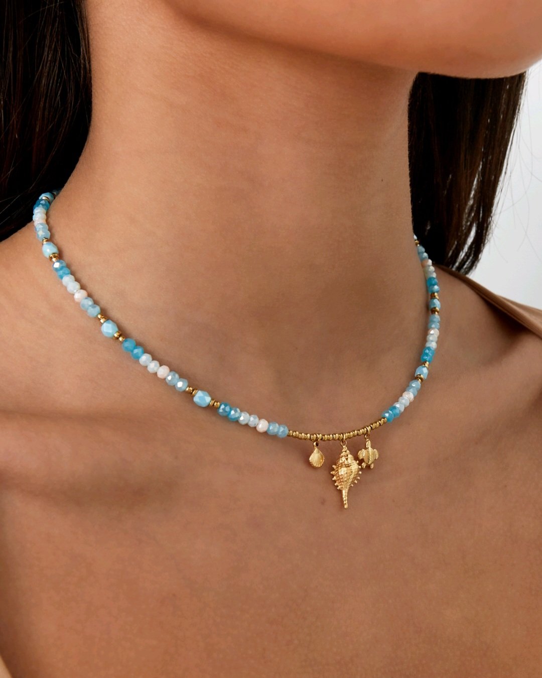 Shell show necklace blue