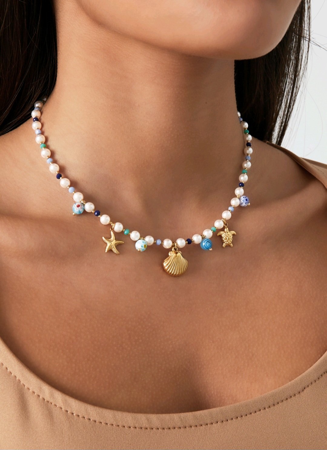 Turtle lover necklace blue