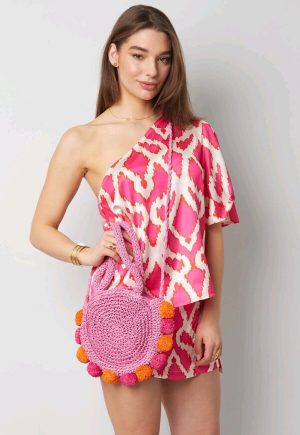 Pom pom beach strandtasje fushia