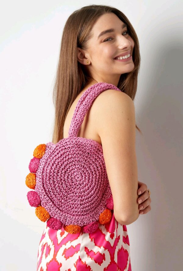 Pom pom beach strandtasje fushia - Afbeelding 2