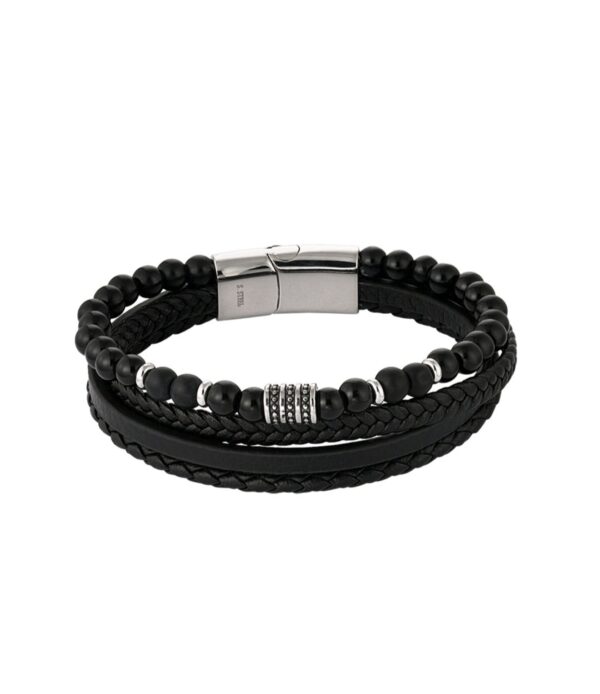 Double braided men's bracelet black/black