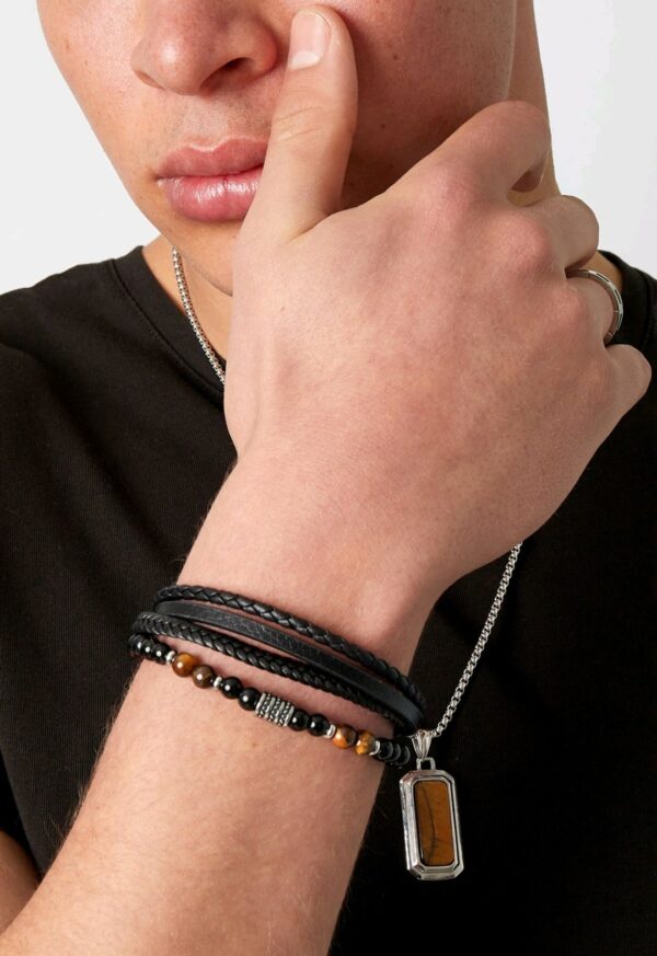 Double braided men's bracelet black/Brown - Afbeelding 2