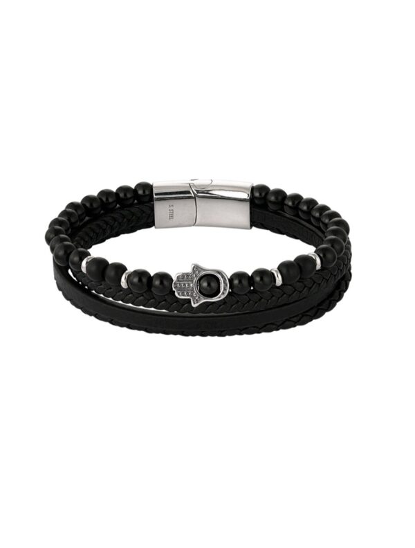Hand charm men's bracelet black