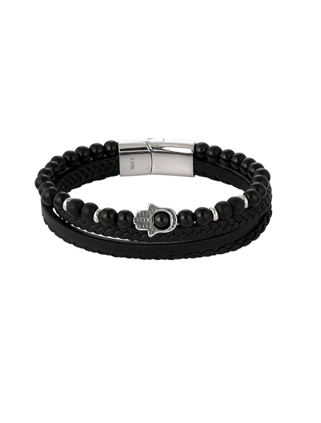 Hand charm men’s bracelet black
