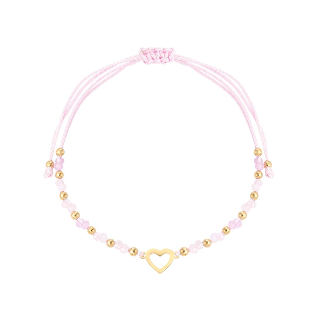 Colorful heart bracelet pink