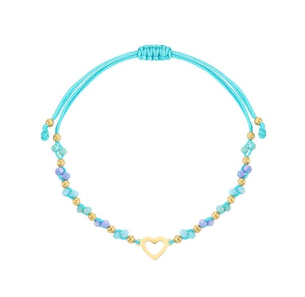 Colorful heart bracelet blue
