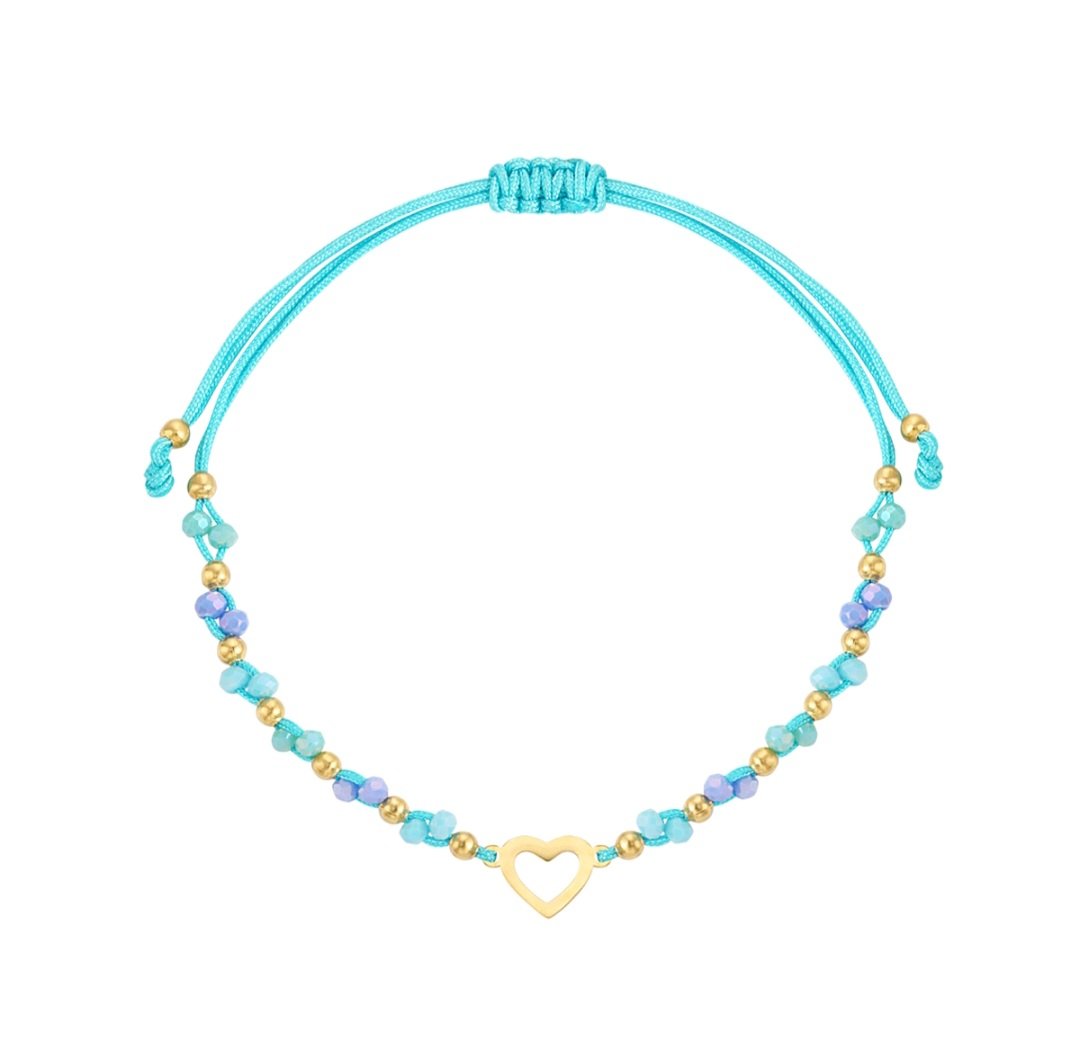 Colorful heart bracelet blue