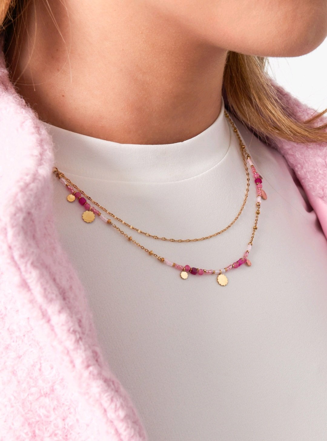 Charm necklace pink