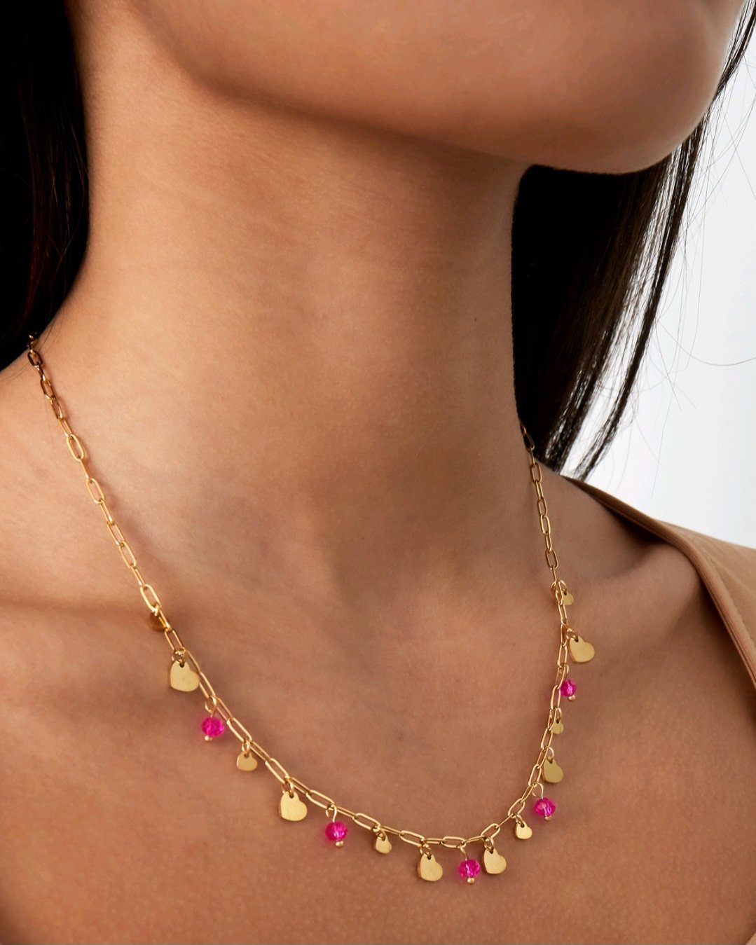 Full of love necklace fuschia