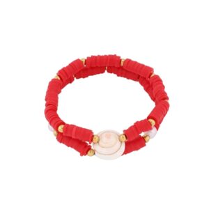 Double shell bracelet red